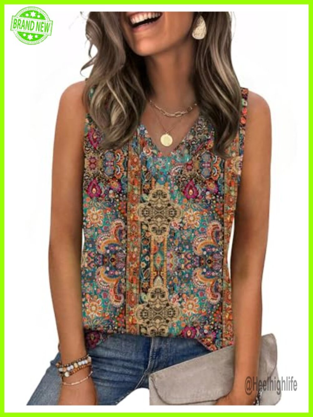 Zeagoo Women's Loose Fit V Neck Sleeveless Tank Top Soft Stretch Summer